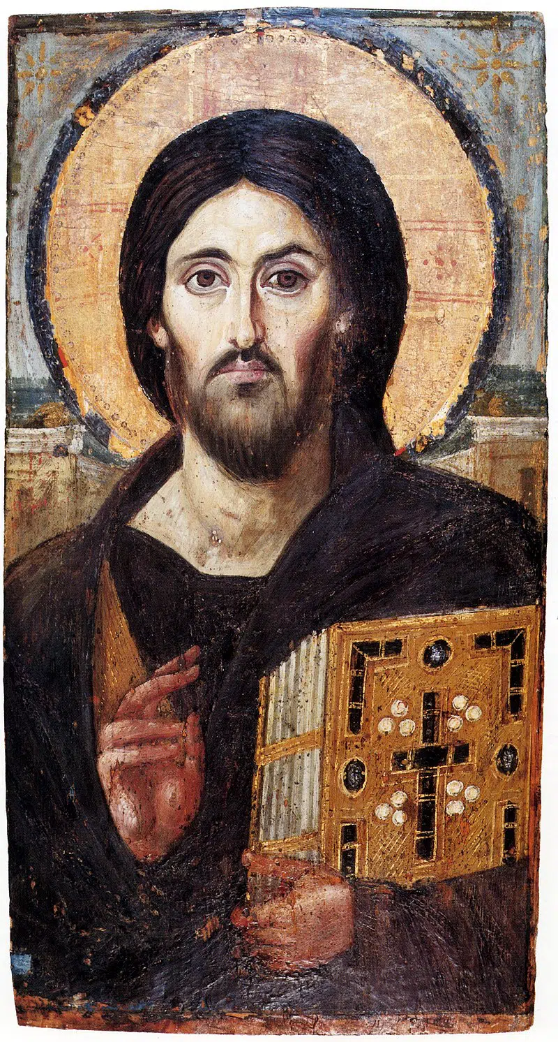 Christus de Verlosser (Pantokrator), een 6e-eeuws encaustisch icoon van het Sint-Katharinaklooster