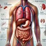 Anatomische illustratie die de organen aan de rechterkant van het menselijk lichaam toont