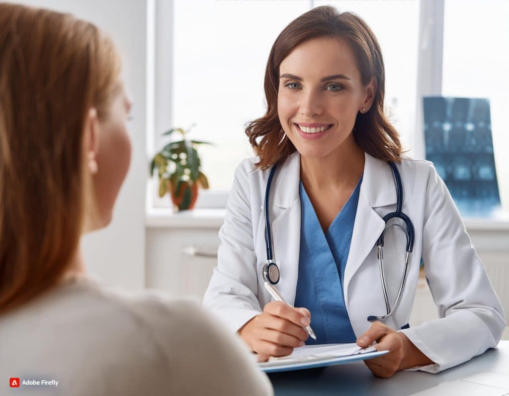 Vrouw zit bij de huisarts