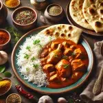 Indiase kipcurry met basmatirijst en naan