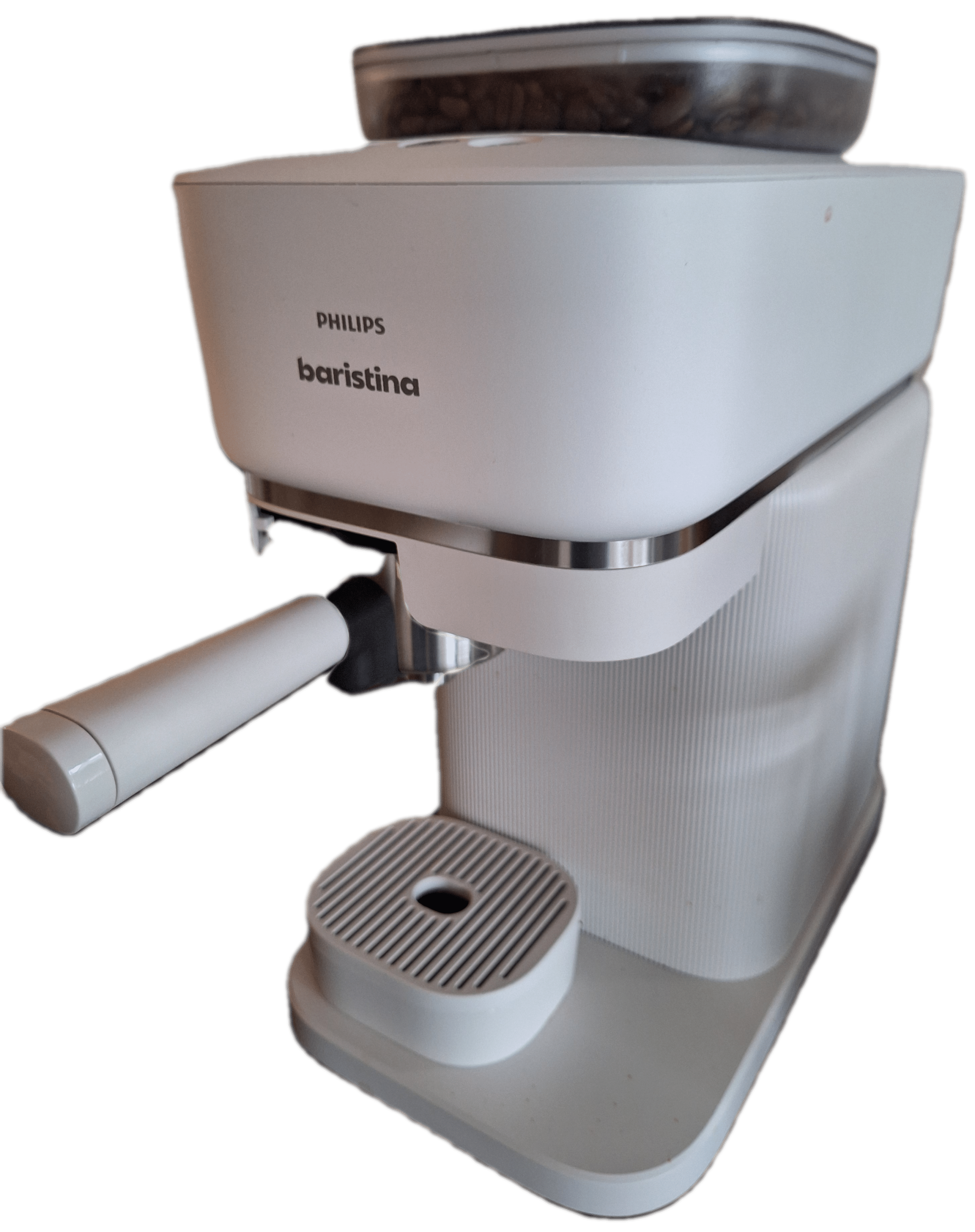 De afbeelding toont een Philips Baristina BAR300/00 halfautomatische espressomachine.