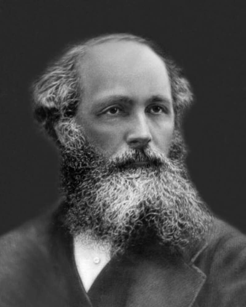 Zwart-witportret van James Clerk Maxwell, Schotse natuurkundige en wiskundige uit de 19e eeuw, bekend om zijn theorie van elektromagnetisme.