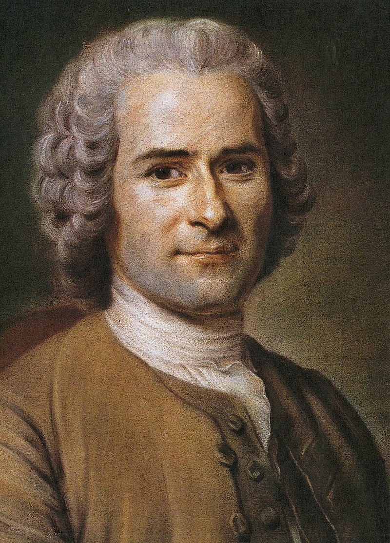 Portret van Jean-Jacques Rousseau, Franse filosoof, op 41-jarige leeftijd, geschilderd in pastel door Maurice-Quentin de La Tour in 1753.